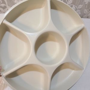 Vintage Tupperware Chip Dip Veggie Divided Serving Dish Tray w/ Lid 1666